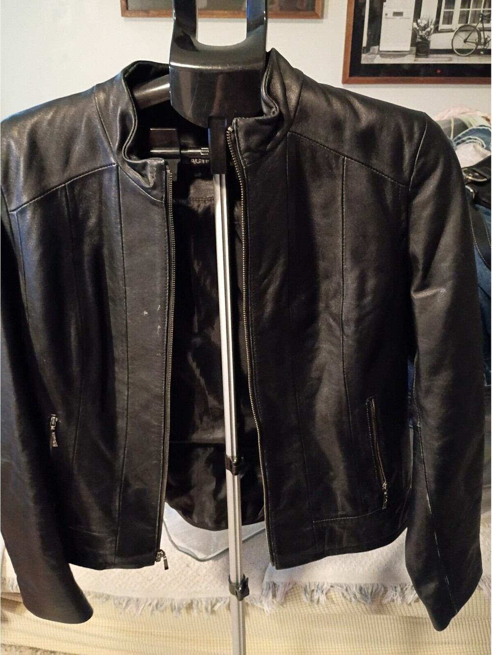 Kenneth Cole Reaction Black Leather Jacket Large